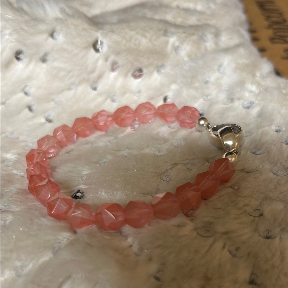 Silpada Blush Hued Stretch Bracelet, Pink Quartz New in Box
